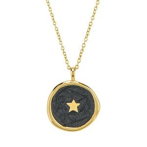 gorjana Star Coin Necklace in Black Pearlized Enamel & Gold
